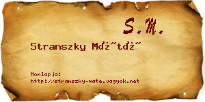 Stranszky Máté névjegykártya
