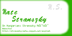 mate stranszky business card
